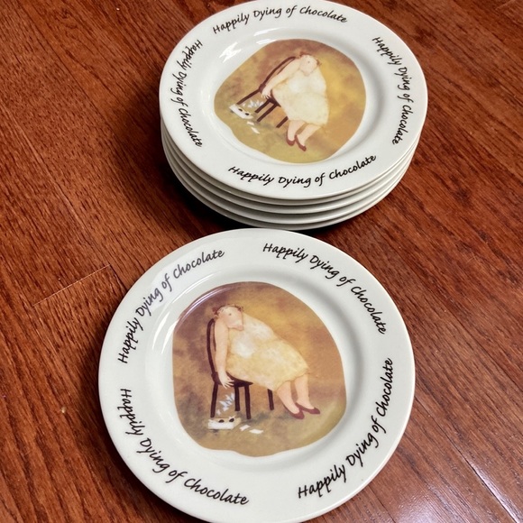Erika Oller ‘Happily Dying of Chocolate’ Small Plates-Set of 6 - Picture 7 of 12